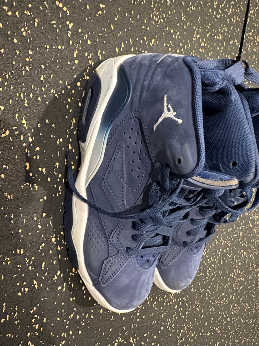 Jordan Navy Suede High-Top Sneakers with White Jumpman